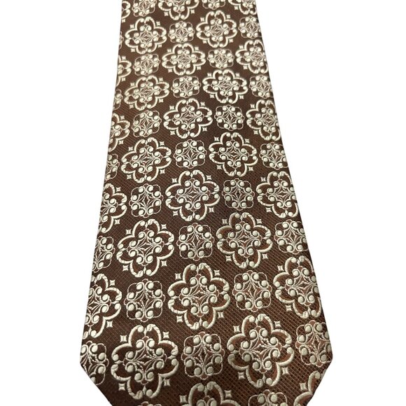 Vintage Hall Brown Floral Embroidered Tie Brown Beige One Size Boho Career Retro - Picture 2 of 7